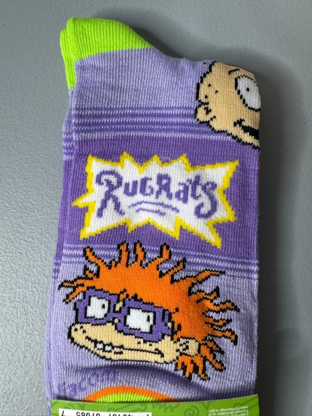 Nickelodeon Rugrats Reptar chuckle Tommy Crew Socks lavender lime vibrant novelt